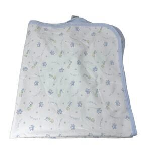 Vintage Gerber Baby Blanket Blue Teddy Bear I Love You Sweet Expectations 2003